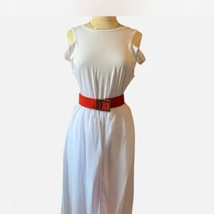 White Cold-Shoulder jumpsuit/Maxi Dress